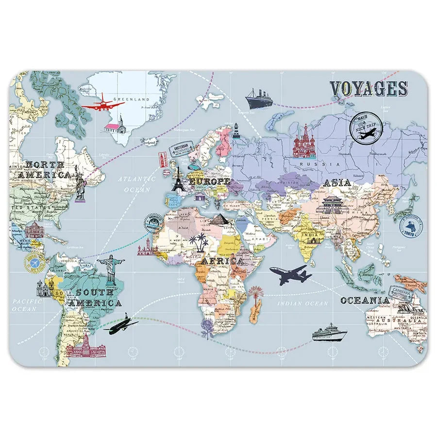 Voyages - Set de table dorure Cartes d'Art